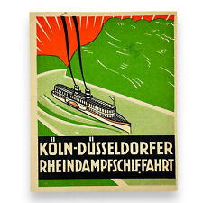 Cologne-Dusseldorf Rhine Steam Ship Germany Scarce Early Vintage Luggage Label picture