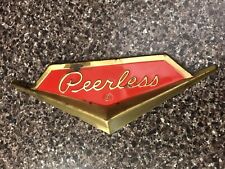 Vintage Original Peerless Emblem Brass Metal Appliance Badge 4 1/4