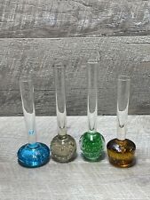 Vintage MCM Controlled Bubble Bud Vase Clear Art Glass Set Of 4 - Estate Find picture