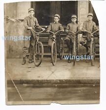 Old Photo Bicycles Bikes Telegraph Boys Commercial Cable  Workers c 1910s Signs picture