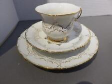Meissen MSS167 (GERMANY) trio cup saucer dessert plate gold white 373a27 as is picture