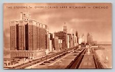 The Stevens Overlooking Lake Michigan Chicago Illinois VINTAGE Postcard picture