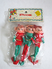 Vintage 1960's Posable Pixies Elves Christmas Ornaments NRFP picture