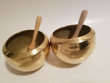 4 Singing bowls, 7 Inch brass & mallets picture