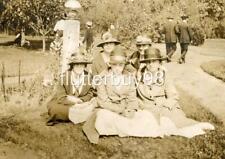 Z234 Vtg Photo FIVE EDWADIAN WOMEN SITTING ON LAWN c Early 1900's picture