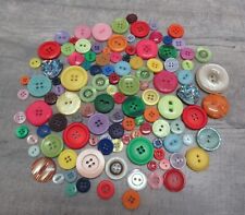 Mixed Lot of 100+ Flat Plastic Buttons Colorful Bright Colors Modern & Vintage picture
