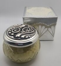 Vintage Avon Rich Moisture Cream Pressed Glass Jar Silver Tone Embossed Lid  picture