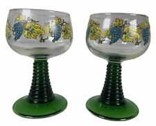 Vintage Crystal German Roemer Wine Glasses Grape Vine Pair Of 2 picture