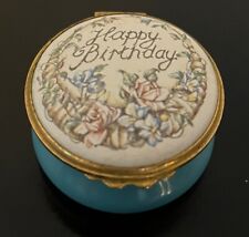 Kingsley Enamels Worcestershire Trinket Box Happy Birthday Flowers picture