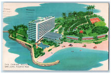 San Juan Puerto Rico Postcard View of The Caribe Hilton 1953 Posted Vintage picture