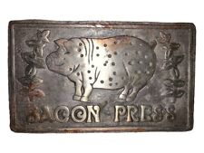 Vintage Cast Iron Bacon Press With Wooden Handle picture