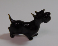 Vintage Scottie Dog Lampwork Glass Figurine Black Scottish Terrier 1.25
