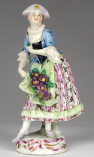 Rare Antique FRENCH WOMAN FLOWER SELLER IN HAT PORCELAIN FIGURINE Height 12 CM picture