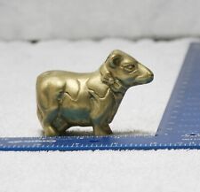 Miniature Solid Brass Sacred India Cow Figurine w Bow 3