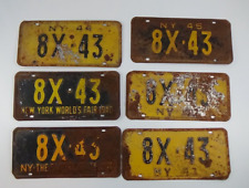Lot of 6 1940's 50's New York NY SAME #'s Vintage Vehicle License Plates #957 picture