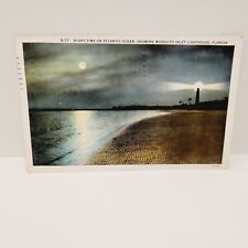 Postcard Night Time Atlantic Ocean Showing Mosquito Inlet Lighthouse Fl Posted picture