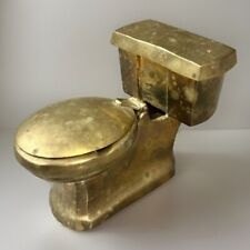 Vintage Brass Toilet Commode  Novelty Ashtray & Match Box  Holder picture