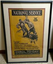 WW1 WWI 1917 NATIONAL SERVICE GERMANY MEANS TO STARVE US OUT Poster Framed picture