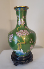 Vintage Cloisonné Vase with Cherry Blossom and Bird Design 8