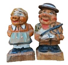 Vintage Hand Carved Hand Painted Man And Woman Marked 1967, 1969,  Germany LC2 picture