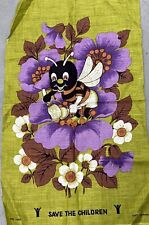 Vintage Retro Irish Linen Tea Towel - Save the Children Fund - Dunmoy busy bee picture