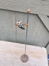 Woodpecker on Pole Motion Toy Folk Art Novelty Move Down Pecking Bell Wooden 15