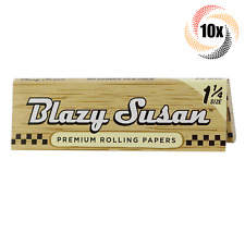 10x Packs Blazy Susan Unbleached Rolling Papers 1 1/4 | 50 Per Pack | + 2 Tubes picture