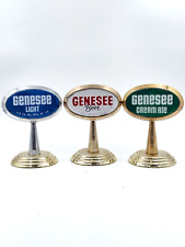 Lot of 3 Vintage Genesee Beer Tap Handles Metallic Chrome, Light, Cream Ale picture