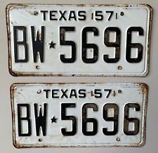 1957 TEXAS LICENSE PLATES PAIR MATCH SET #BW5696 WITH STAR picture