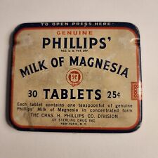 Genuine Phillips Milk Of Magnesia Antique Tin 25 cents picture