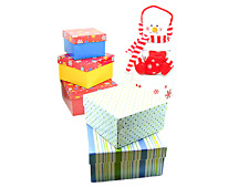 Lot 3 Holiday Nested Gift Boxes Nesting Sets Various Colors Designs and Sizes picture
