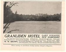 1908 Granliden Hotel Lake Sunapee New Hampshire Ad picture