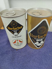 2 DIFF HORLACHER  STRAIGHT STEEL CHEAP BEER CAN CANS EMPTY GAR FR picture
