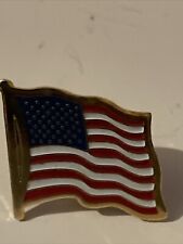 Vintage American Flag gold tone lapel pin 1  patriotic USA 55 enamel United picture