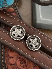 2 Vintage STERLING Silver FILIGREE Bit End Conchos for headstall picture