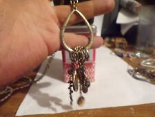 VINTAGE BEAUTIFUL RHINESTONE CHARMS WITH LONG GOLD TONE NECKLACE 30''   picture