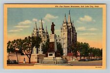 Salt Lake City UT, The Pioneer Monument, Utah Vintage Postcard picture