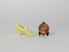 Vintage Miniature Ceramic Yellow High Heel Shoe Figurine, Dollhouse, Display picture