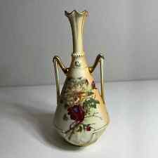 Robert Hanke Vase Floral Design RH Austria Handled Porcelain Unique Antique picture