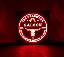 Custom Saloon Beer. LED Sign Personalized, Home bar Longhorn Sign, Western picture