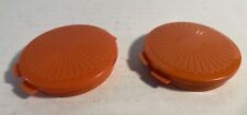 Tupperware Set of 2 Mini Clamshell Pill Keeper Round Pocket Containers Orange picture