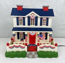 Vintage Patriotic Lighted House 9.5” Tall July 4th Decoration Village Plastic picture