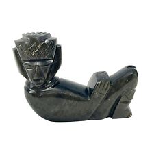 Mayan Chac Mool Hand Carved from Gold Sheen Obsidian picture