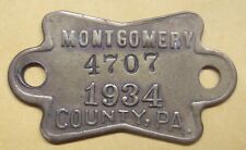 1934 Vintage Montgomery County, Pa. Brass Dog Tag Take a Look picture