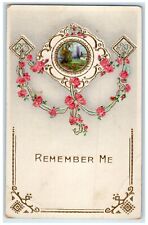 c1910's Remember Me Flowers Gel Gold Gilt Embossed Posted Antique Postcard picture