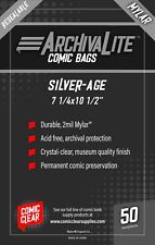 Silver Age Mylar Comic Bags (50) - Comic Clear - RESEALABLE Closure Type picture