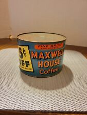 Vintage Sealed Full Can Maxwell House Coffee With Key Orange Letters picture
