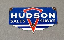 VINTAGE HUDSON SALES SERVICE PORCELAIN SIGN CAR GAS AUTO OIL picture
