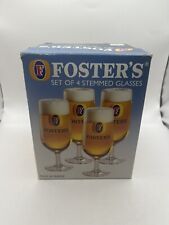 Rare Vintage Fosters Beer Stemmed Glass Set Of 4 New In Box Made In France picture