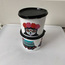Tupperware Day of Dead 4623 Set Lids Dia Los Muertos Stacking Small Canister Set picture